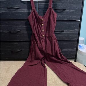 Women's Burgundy Jumpsuit
